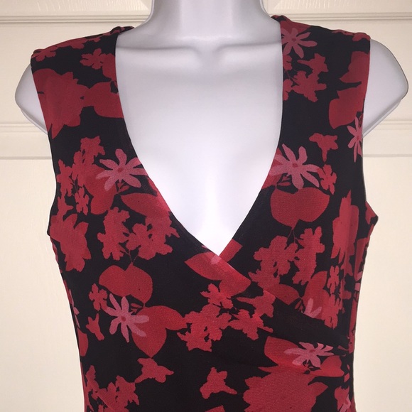 Zokai Red & Black Floral Sleeveless Midi Dress Size Medium - Picture 2 of 11